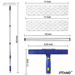 53″ Window Squeegee Cleaner, 2 in 1 Window Cleaning Tool Kit, Shower Squeegee