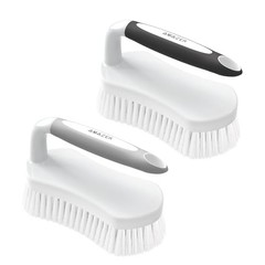 Scrub Brush for Cleaning Comfort Grip Bathtub Scrubber Stiff 2-Pack Black+grey