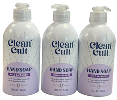 3PK Clean Cult Refillable Hand Soap, Aluminum Bottle, Wild Lavender, 12 fl oz