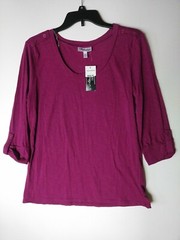 ALLISON BRITTNEY SIZE LARGE TOP SHIRT BERRY NWT AKMT162 COTTON & POLY WASH COLD