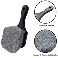 Wheel Tire Brush Car Rim Soft Bristle Wash Clean Short Handle Scrubbing Black