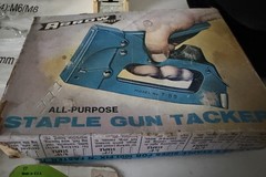 Big Lot Of House Hold Stuff 8 Items One Vintage Staple Hammer , New Bolts.