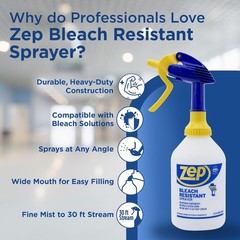 ZEP 32 oz. Bleach Resistant Sprayer Bottle 2.0 Adjustable Nozzle w/ 30 ft. Spray