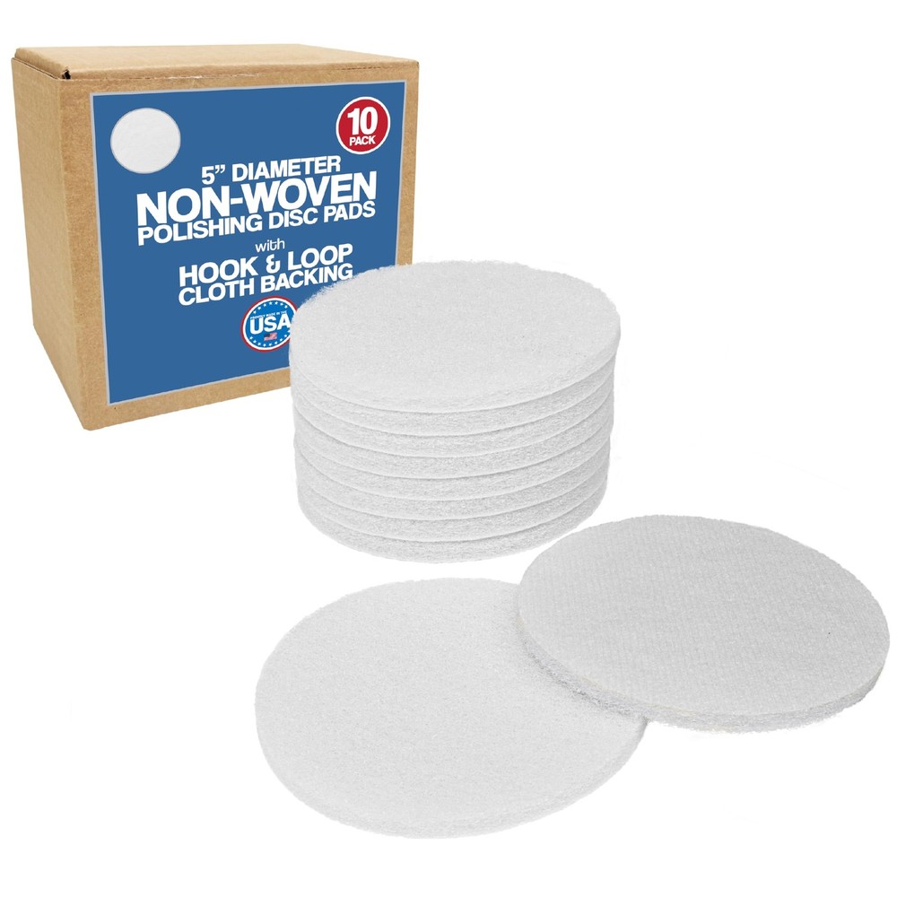 5″ Non-Scratch Polishing Pad Hook & Loop Non-Woven Discs, Non-Abrasive Finish…