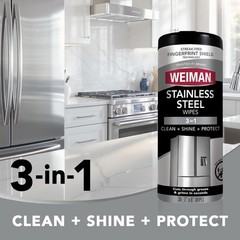 Stainless Steel Cleaner Wipes 30 Count Removes Dirt Grime Grease No Streaks
