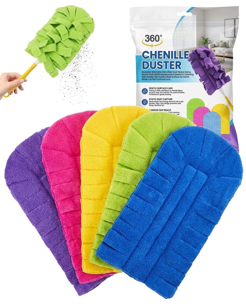 Chenille Duster Reusable Washable Microfiber Dust Fleece Damp Duster Pads Ref…