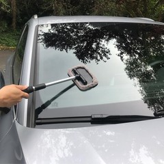 Ergonomic Windshield Cleaner with Multi-Color Microfiber Bonnets & Spray Bottle