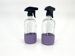 OilLife Clear Glass Spray Bottles 16 oz With Lavender Silicone Protective Sleave