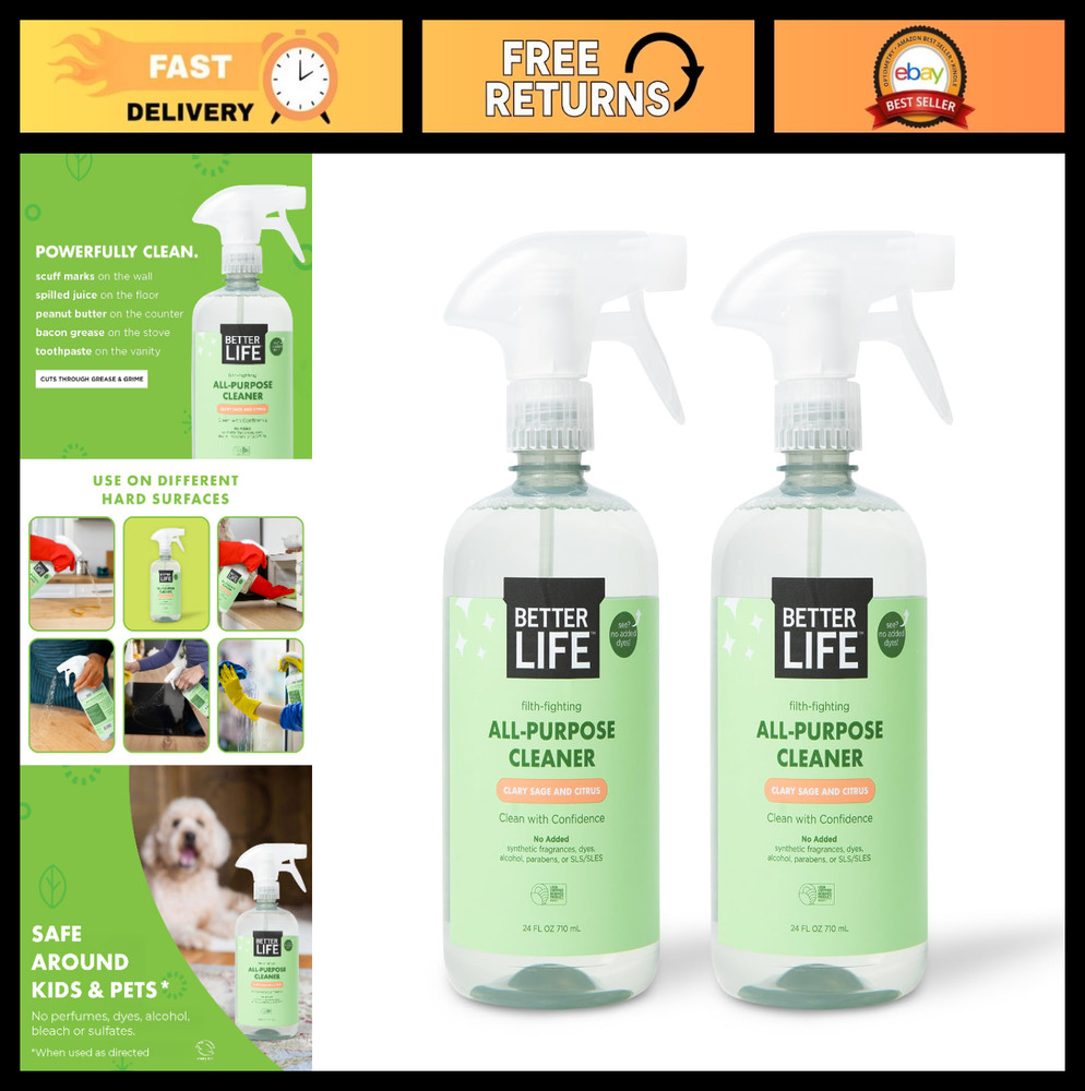 Multipurpose All-Purpose Cleaner Spray – 24oz Pack of 2 for Home, Kitchen, Glass