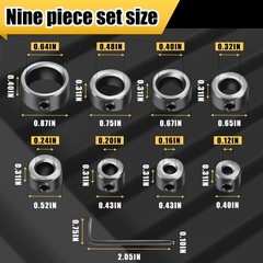 Depth Stop Drill Bit,Stop Collar Set Includes 1/8”, 3/16”, 1/4”, 5/16”, 3/8