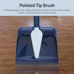 Wayclean Handheld Angled, Medium, Grey Dustpan and Brush Set, Green and Taupe
