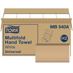 Tork Multifold Hand Towel White H2, Universal, 100% Recycled Fibers, 16 x 250