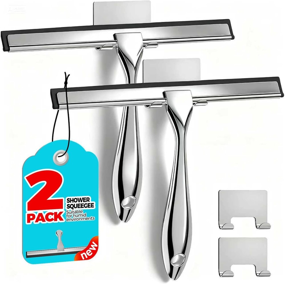 2x 10 Inches Escobillas de goma para puertas de vidrio de baño, espejos, ventana