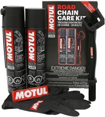 Motul C1 Chain Cleaner and C2 Motorcycle Chain Lube Kit with Brush, Gloves, a…