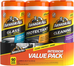 Car Interior Value Pack, 90 Count, Includes Auto Glass Cleaner, Cleaning Wipes a