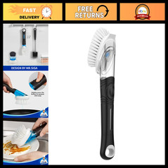 Soap Dispensing Dish Brush for Kitchen Cleaning | Pot & Pan Scrubber with Scrape