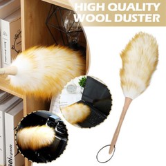 Wool Duster for Cleaning Furniture Duster with Wood Handle Dust Sweeping Tool