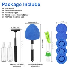 Windshield Cleaning Kit 180° Swivel Window Glass Wiper Cleaner Brush w/ Squeegee