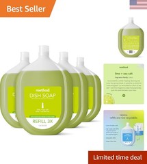 Eco-Friendly Dish Soap Refill Pack of 4, Plant-Based Gel, Powerful Grease Cutter
