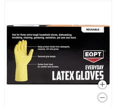 10 Pair Rubber Latex Cleaning Gloves Reusable Dishwashing One Size (EQPT)