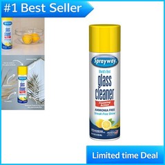 Glass Cleaner 19 oz Lemon Aerosol Spray Streakless For Glass Metal Plastic