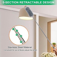 Microfiber Duster 2 Pack Washable Extendable Pole for Ceiling Fan Window Car
