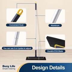 Yocada Shower Floor Squeegee Broom Aluminum Pole EVA Foam Blade for Bathroom new
