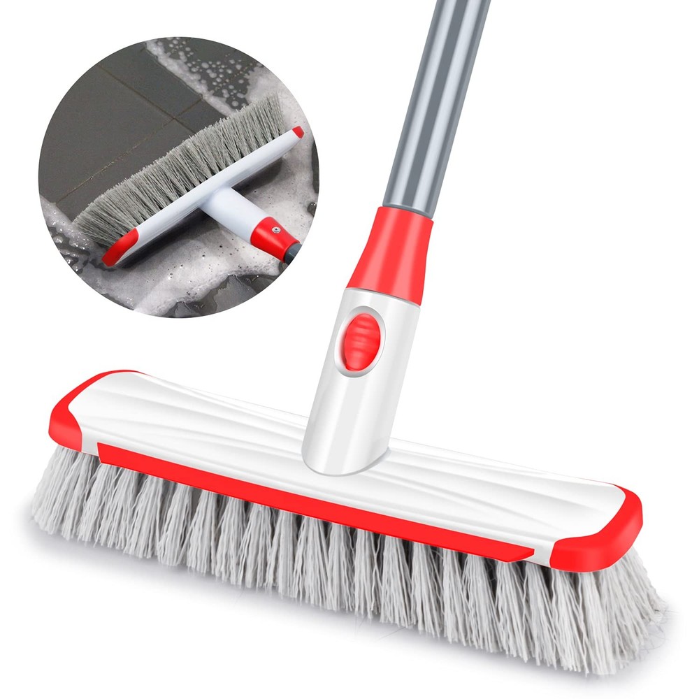 Floor Scrubber With Long Handle 2 In 1 Scrubbing Brush Stiff Bristle Shower Clea