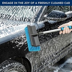 Car Wash Brush With 50” Long Handle Car Cleaning Brush With Hose Attachment Car