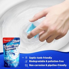 Vacplus Septic Tank Treatment 12 Pcs for 1-Year Supply, Dissolvable Packs with