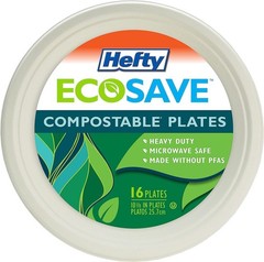 Hefty EcoSave Disposable Plates, Made from Plant Based Materials, Heavy Duty P