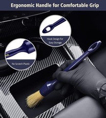 Car Detailing Brush Set, 3 Pack Ultra Soft Boars Hair Detailing Brushes for