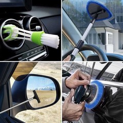 Windshield Cleaning Tool Kit Car Window Glass Wiper Cleaner Brush Pad + Squeegee