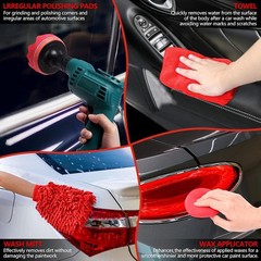 32Pcs Car Detailing Kit Auto Brush Set with Drill Attachments & Handbag