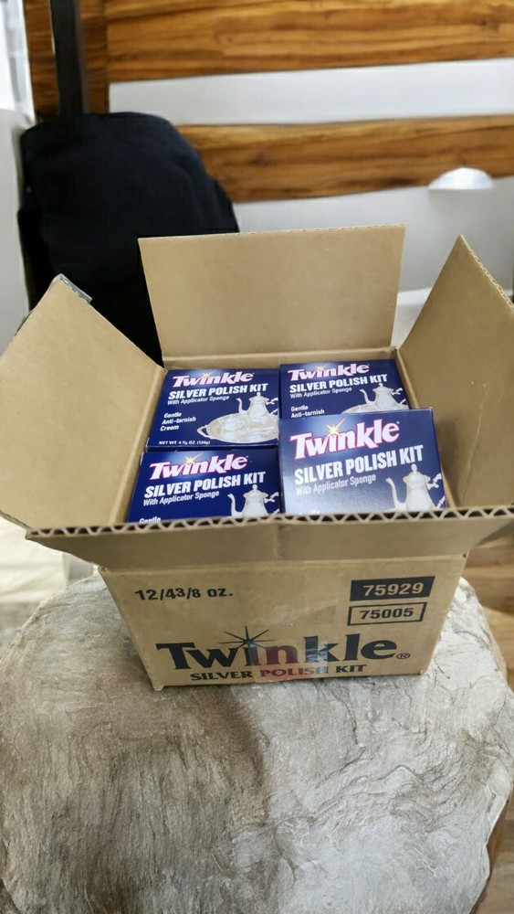 12 Pack Twinkle Silver Polish Kit With Applicator Gentle Anti-Tarnish Cream 4oz