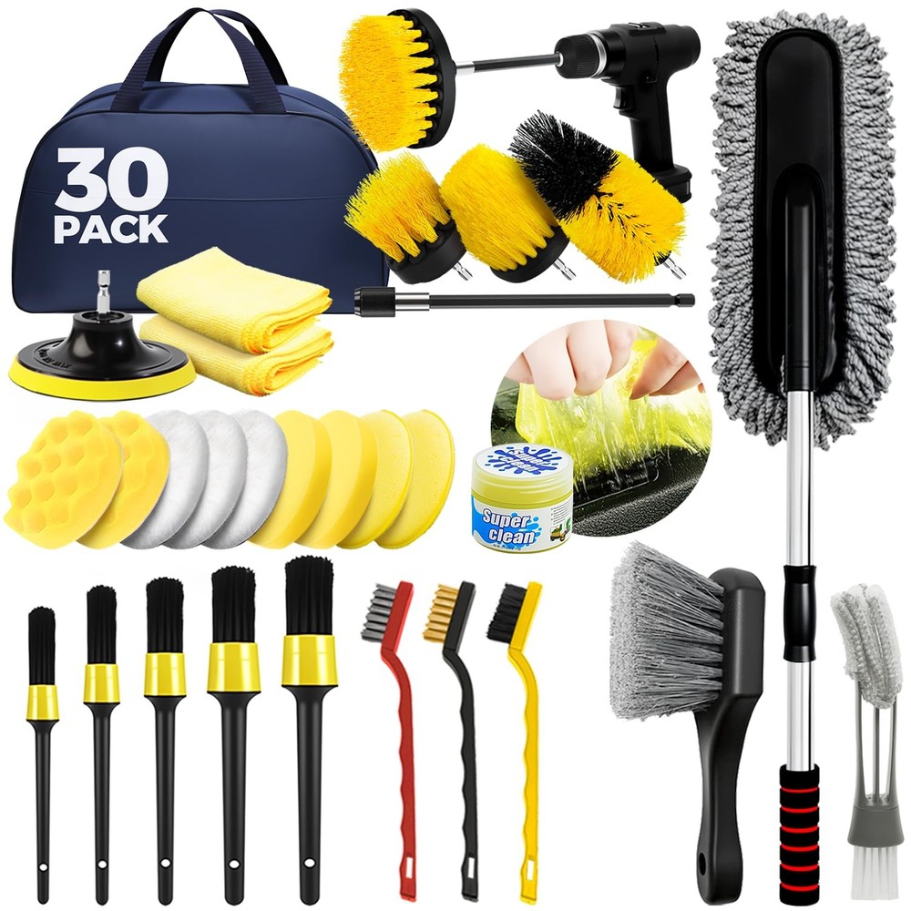 ALFLOD 30Pcs Car Detailing Kit, Car Detailing Brush Set, Car Wash Cleaning Kit,