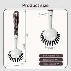 Durable Kitchen Dish Brush Set with Built-in Scraper & Ergonomic Handle – Brown