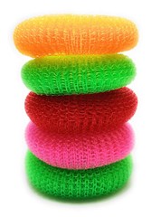 5X Plastic Round Nylon Scrubbers for Teflon pots & Pans – Cleans up Big Messes