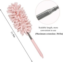 2PCS Car Interior Duster with Extension Pole, 11.8″ to 30.5″ Color: Light Pink
