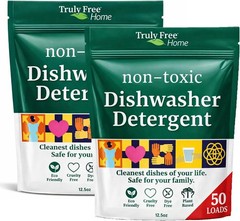Truly Free Dishwasher Detergent Powder Natural Plant-Based Fragrance Free 2 Pack