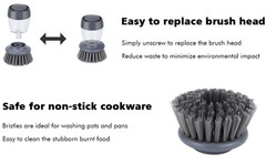 Dish Brush with Soap Dispenser, Kitchen Scrub Brush for Dishes Pots Pans Sink