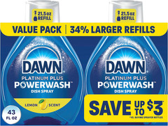 Dawn Powerwash Lemon Dish Spray, Liquid Soap 2 Refills, 43 Fl Oz