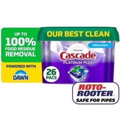 Fresh Scent Dishwasher Detergent Pods, Platinum Plus Formula, 26 Soap Tabs Count