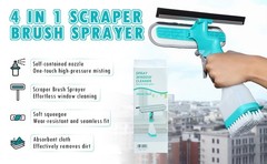 4 in 1 Window Cleaner Tool with Squeegee & Sprayer, 10″ Streak-Scraper Kit with