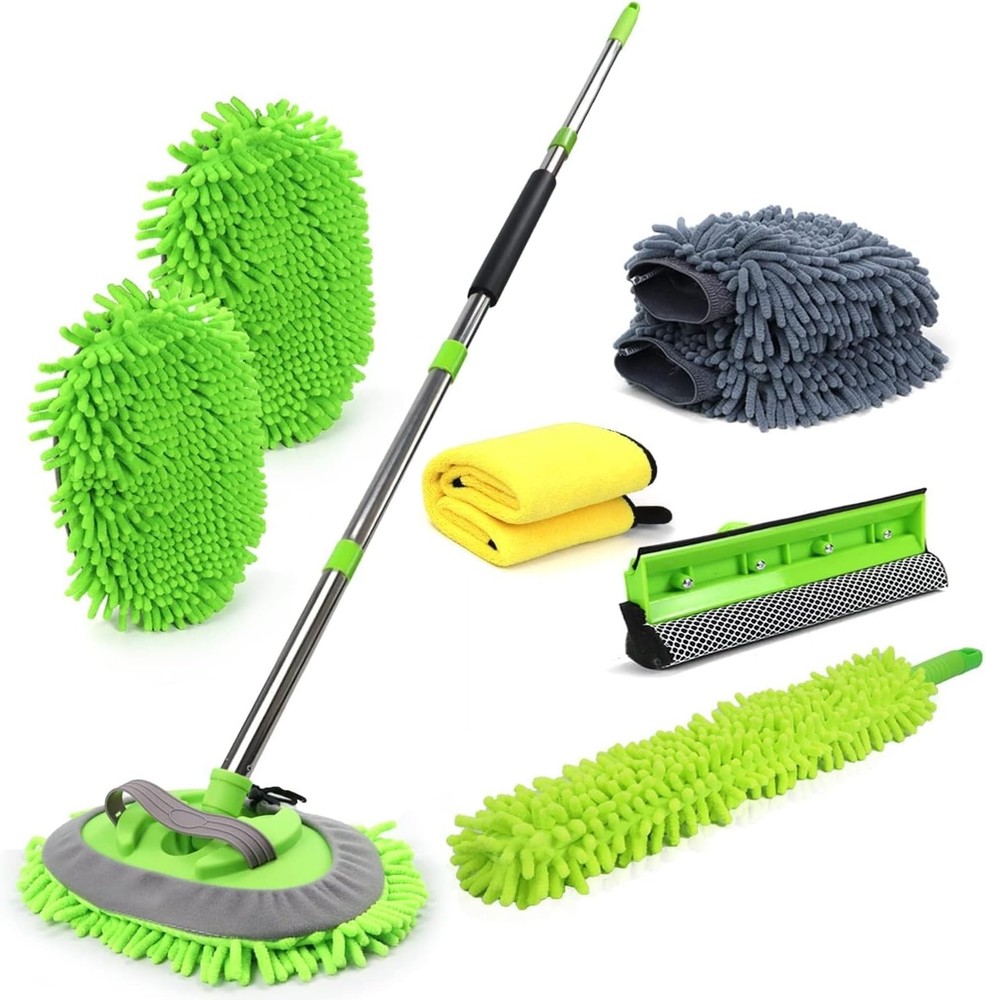 Car Wash Kit 62” Long Handle Chenille Microfiber 11PCS for Cars RV SUV Truck