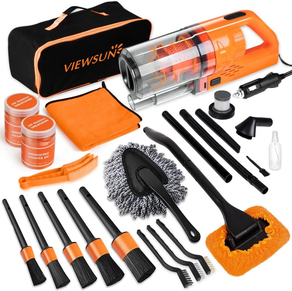 Car Cleaning Kit 17pcs Interior Detailing, Vacuum, Brushes, Gel & Accessories
