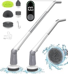 Electric Spin Scrubber Shower Scrubber with Digital Display 5 Brush Heads Clean