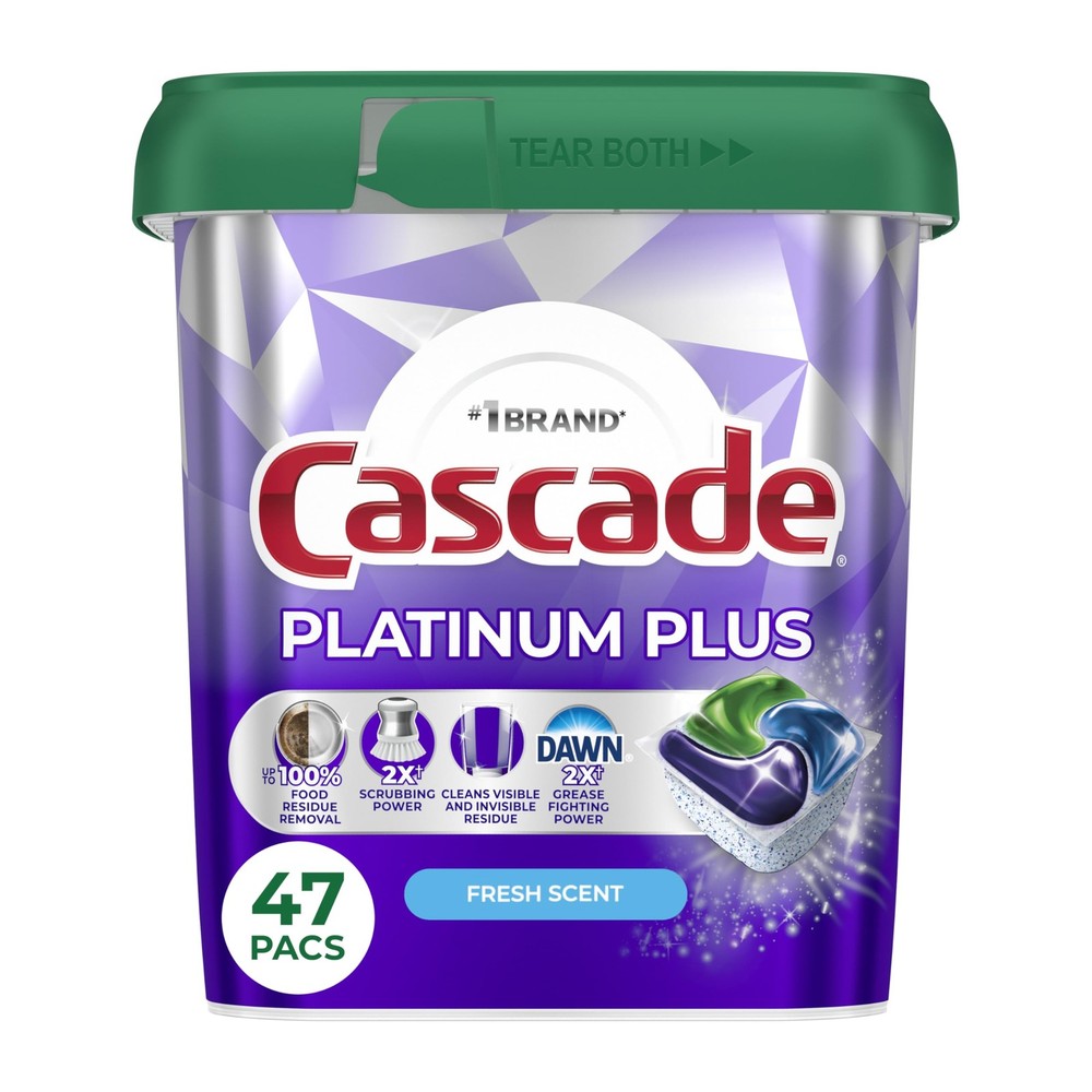 Cascade Platinum Plus Dishwasher Detergent Pods Fresh 47 Count
