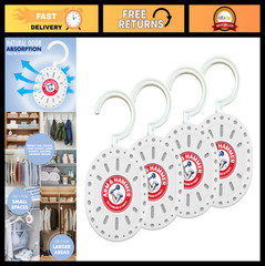 Odor Absorber Hanging Freshener, 4 Count – Baking Soda, 360° Hook for Closets &