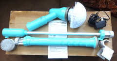 New Cordless Power Scrubber w/ Extension Handle and Accessories – Turquoise